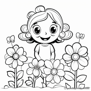 Kid-Friendly Zinnia Garden Coloring Pages 1