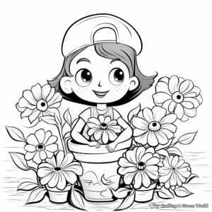 Kid-Friendly Zinnia Garden Coloring Pages 4
