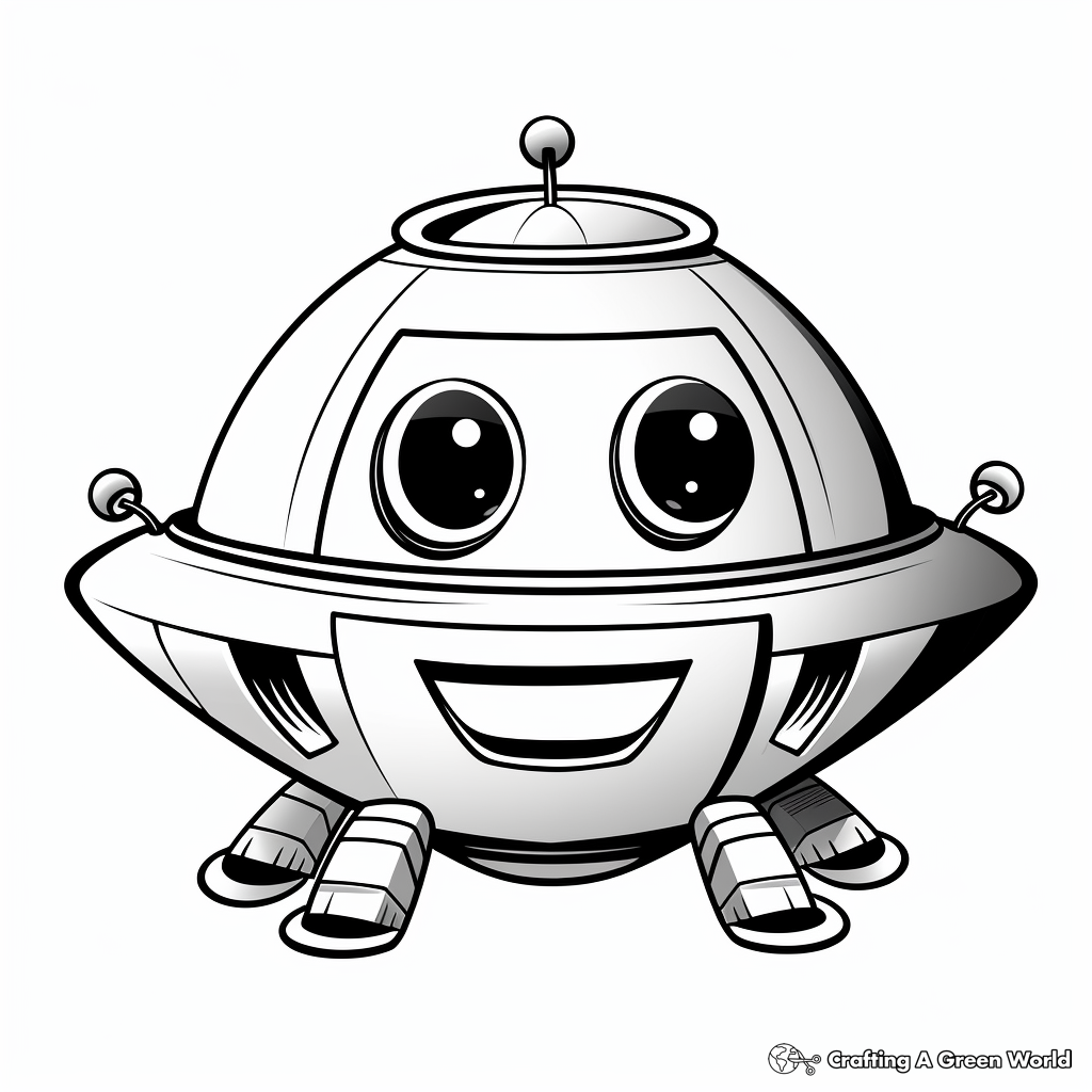 Kid-Friendly: Simple Alien Spaceship Coloring Pages 1