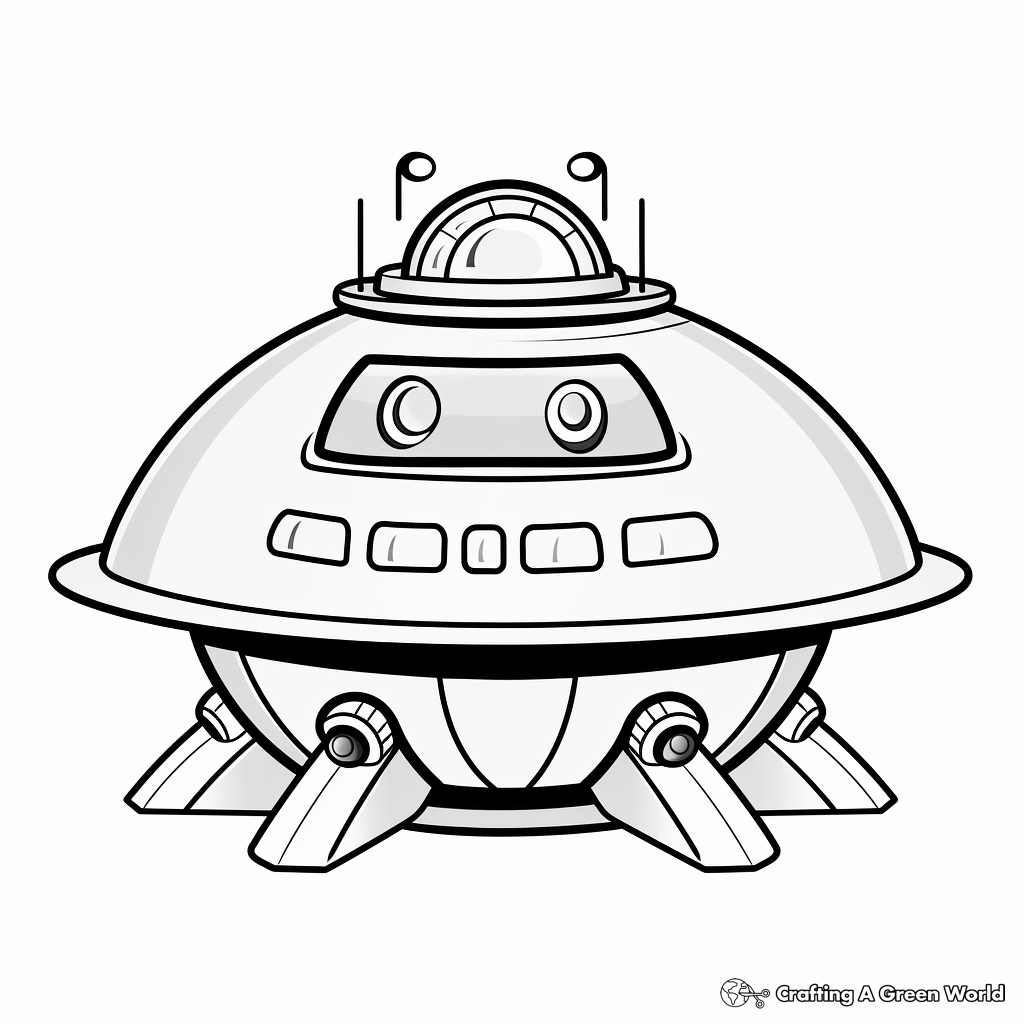 Kid-Friendly: Simple Alien Spaceship Coloring Pages 2