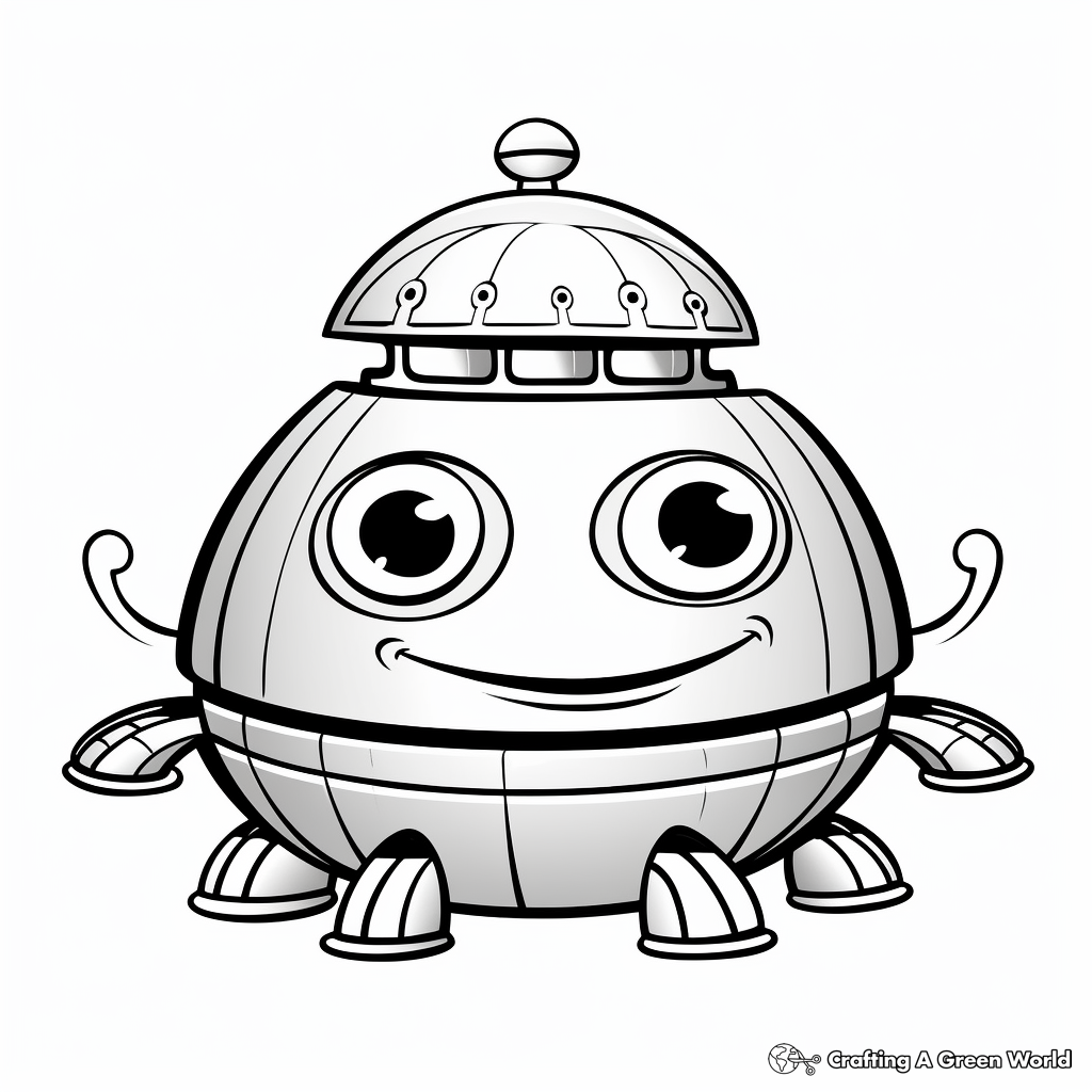 Kid-Friendly: Simple Alien Spaceship Coloring Pages 3