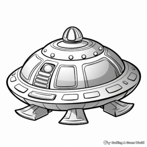 Kid-Friendly: Simple Alien Spaceship Coloring Pages 4