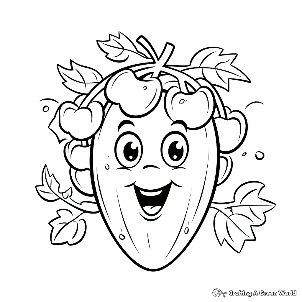 Kid-Level Fruits and Vegetables Coloring Pages 2