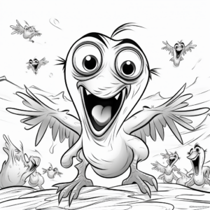 Kid-Safe Friendly Raven Cartoon Coloring Pages 1