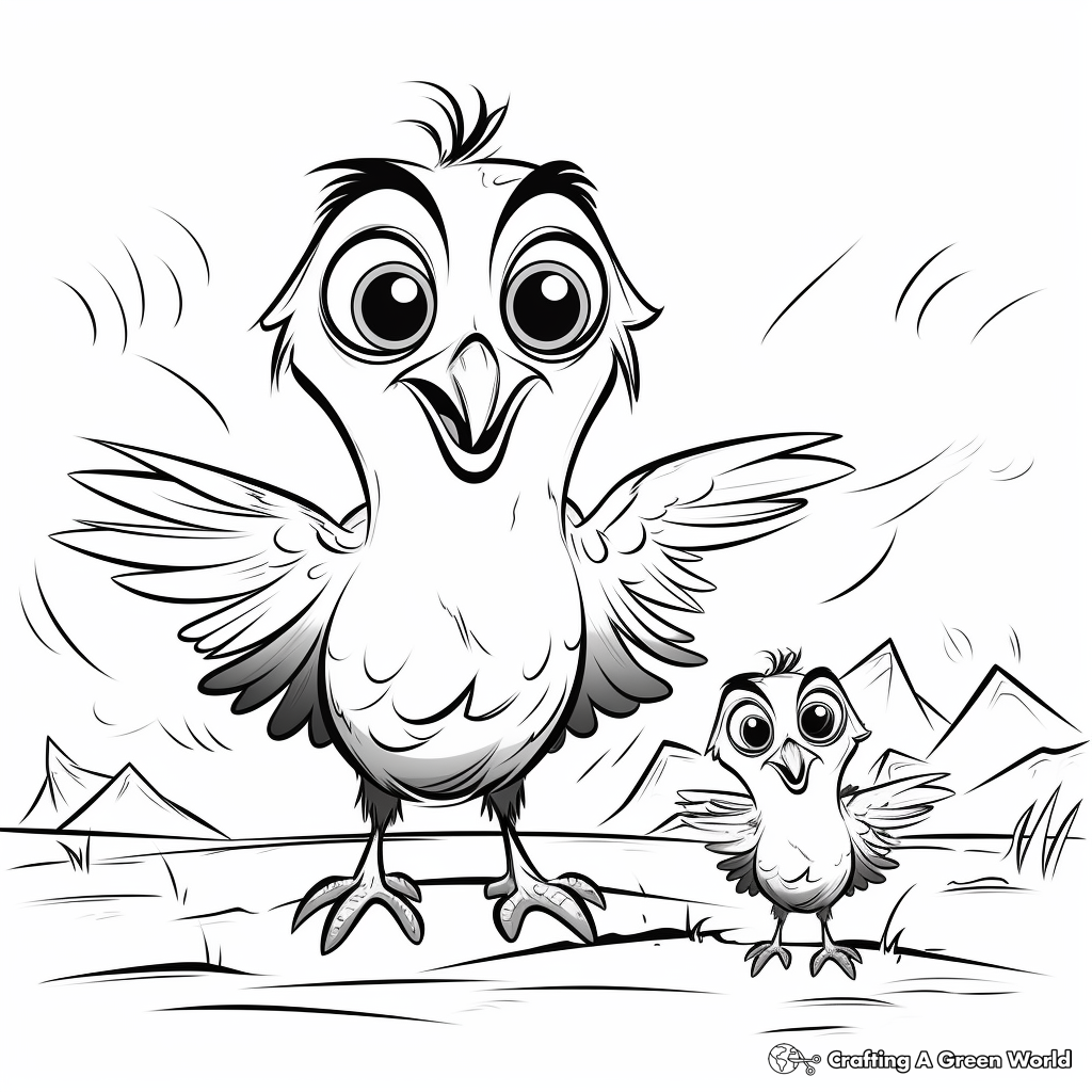 Kid-Safe Friendly Raven Cartoon Coloring Pages 2