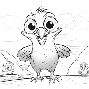 Kid-Safe Friendly Raven Cartoon Coloring Pages 4