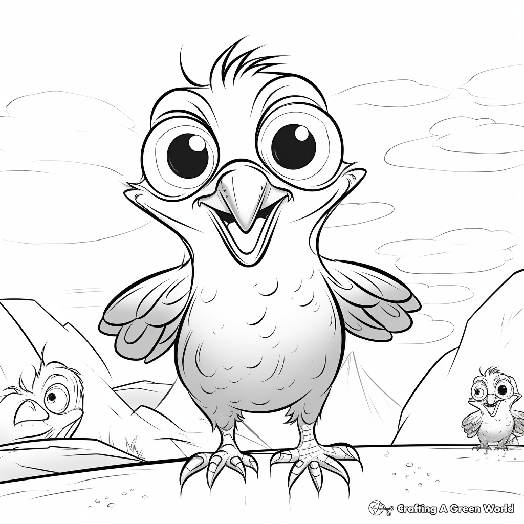 Kid-Safe Friendly Raven Cartoon Coloring Pages 4