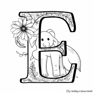 Kid's Favorite Letter E Elephant Coloring Pages 1