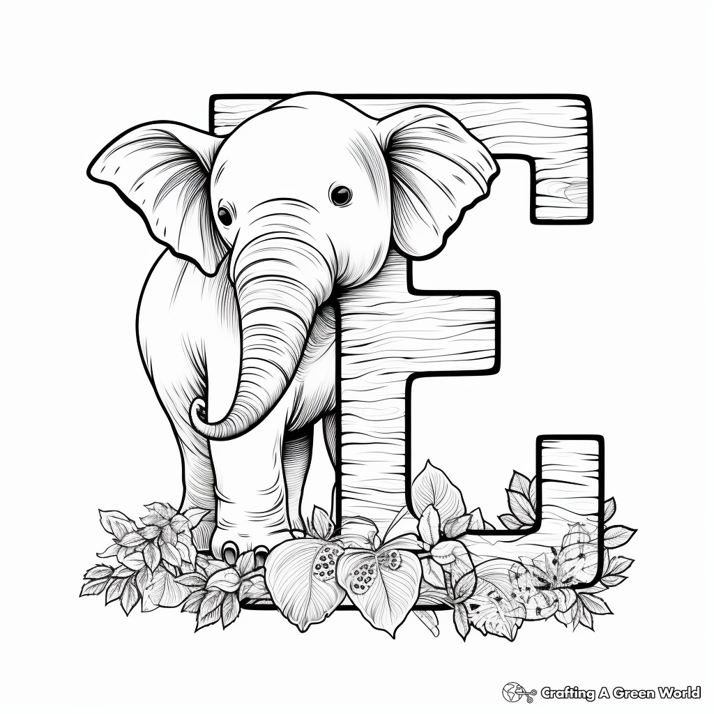 Kid's Favorite Letter E Elephant Coloring Pages 2
