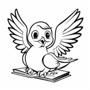Kids-Friendly Cartoon Dove Coloring Pages 1
