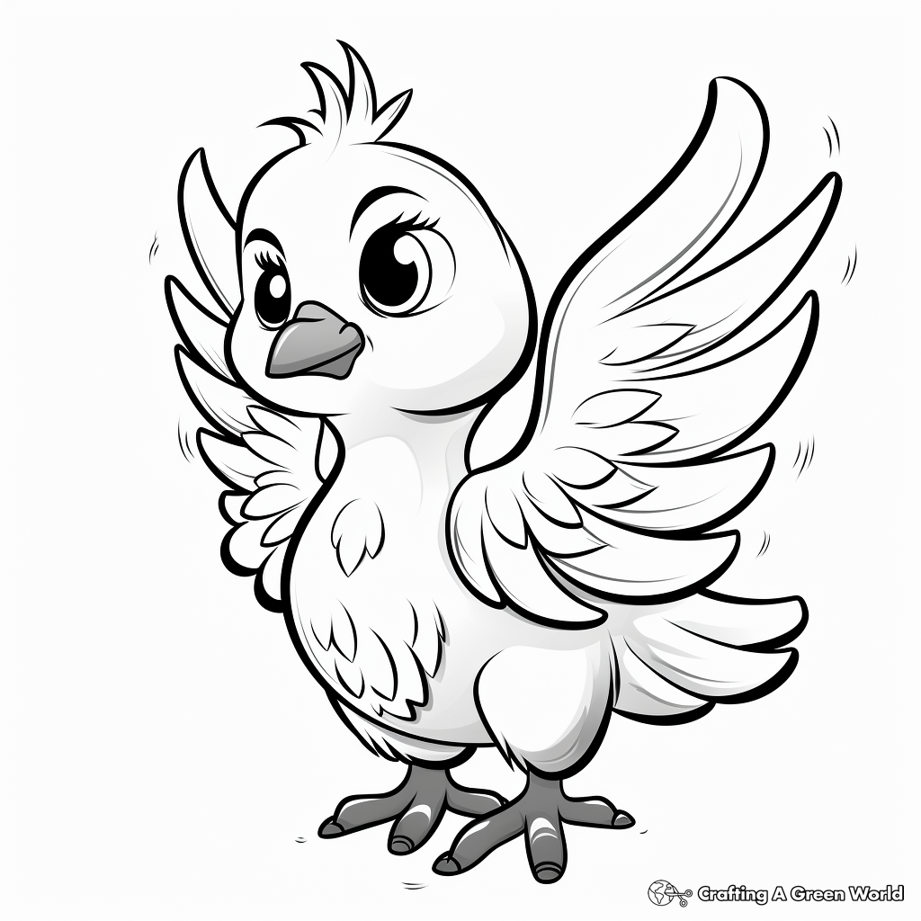 Kids-Friendly Cartoon Dove Coloring Pages 2