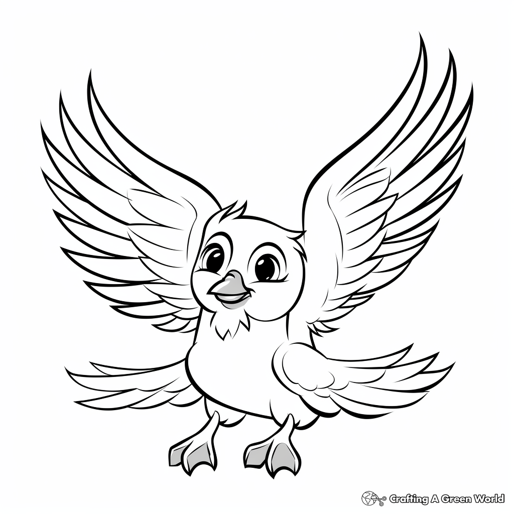 Kids-Friendly Cartoon Dove Coloring Pages 3