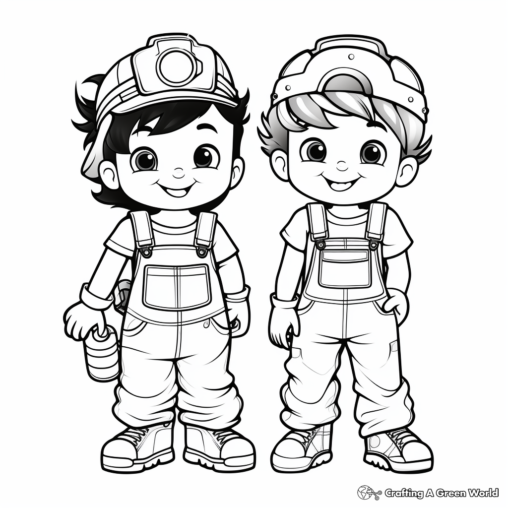 Kids-Friendly Cartoon Overalls Coloring Pages 1