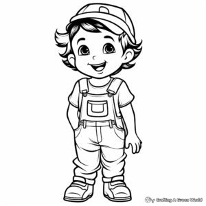 Kids-Friendly Cartoon Overalls Coloring Pages 2