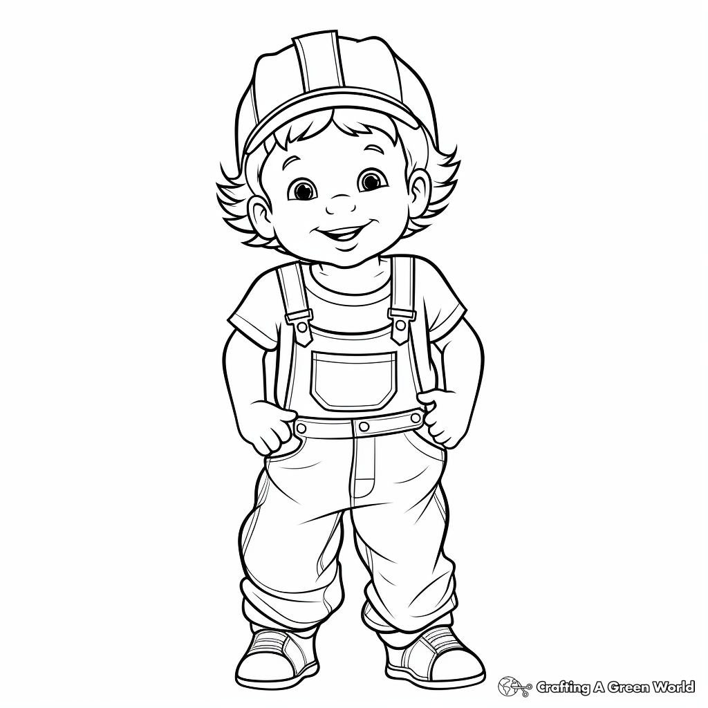 Kids-Friendly Cartoon Overalls Coloring Pages 3