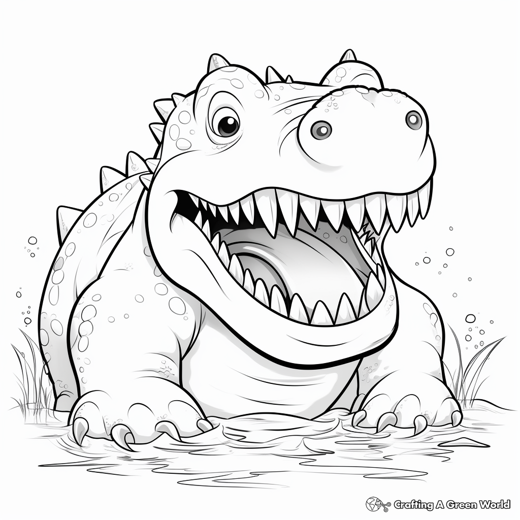 Kids Friendly Cartoon Sarcosuchus Coloring Pages 1