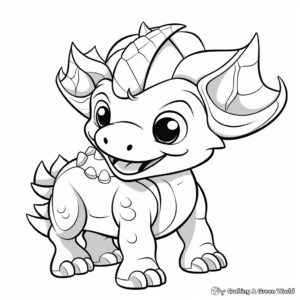 Kids-Friendly Cartoon Triceratops Coloring Pages 2