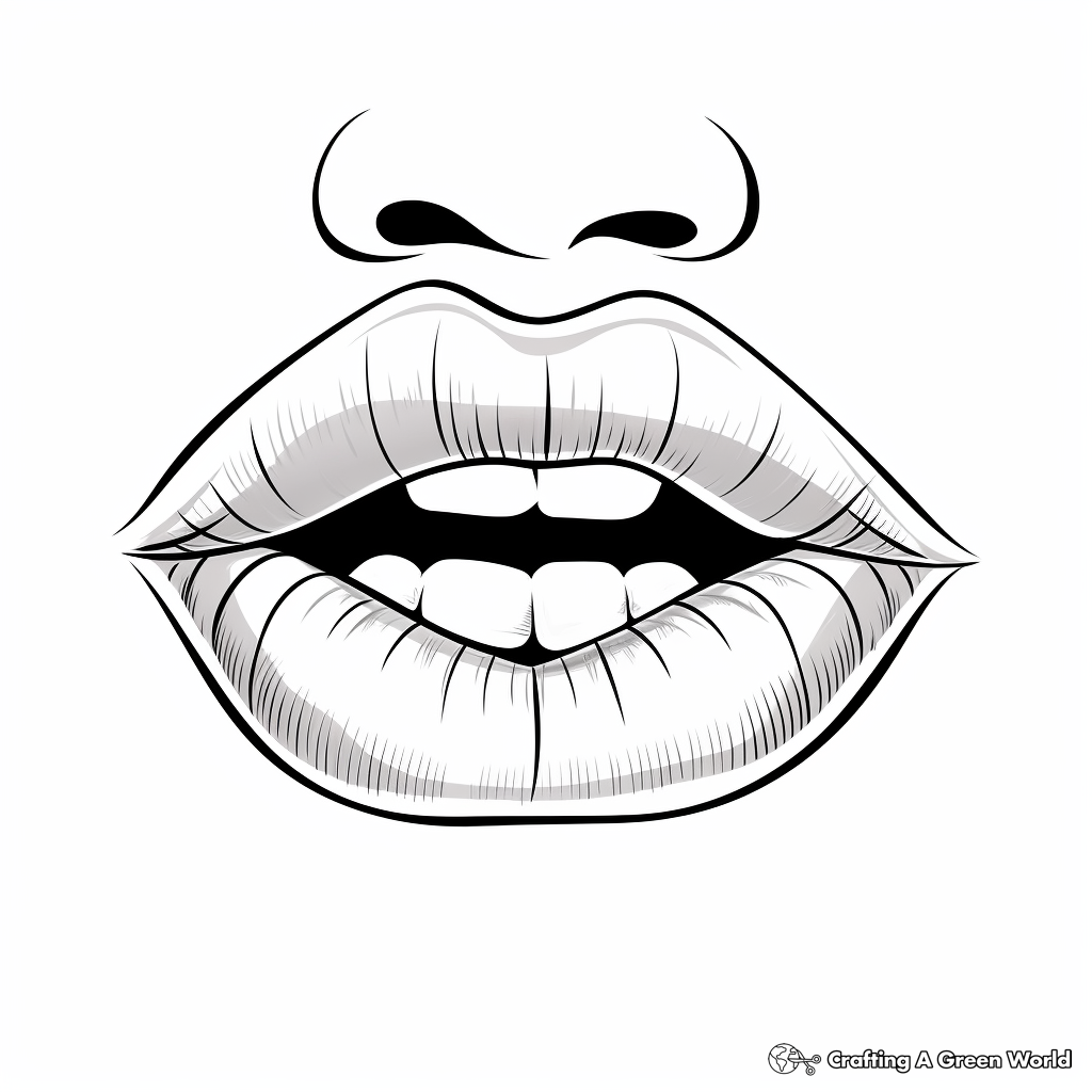 Kids-Friendly Smiling Lips Coloring Pages 2