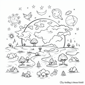 Kindergarten Friendly Earth and Space Coloring Sheets 1
