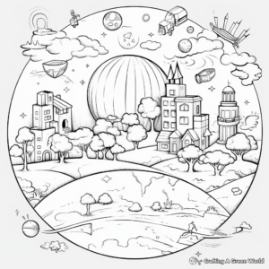 Kindergarten Friendly Earth and Space Coloring Sheets 2