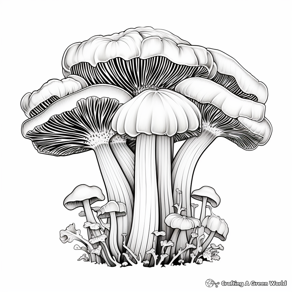 King Oyster Mushroom Coloring Pages for Adults 1