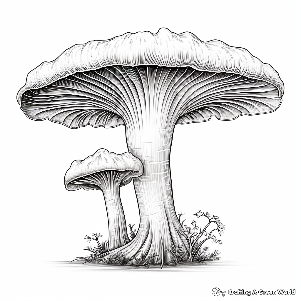 King Oyster Mushroom Coloring Pages for Adults 4