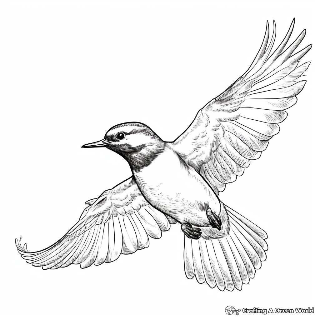 Kingfisher Bird in Flight Coloring Pages 1