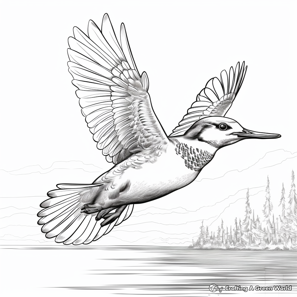 Kingfisher Bird in Flight Coloring Pages 3