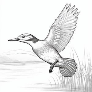 Kingfisher Bird in Flight Coloring Pages 4