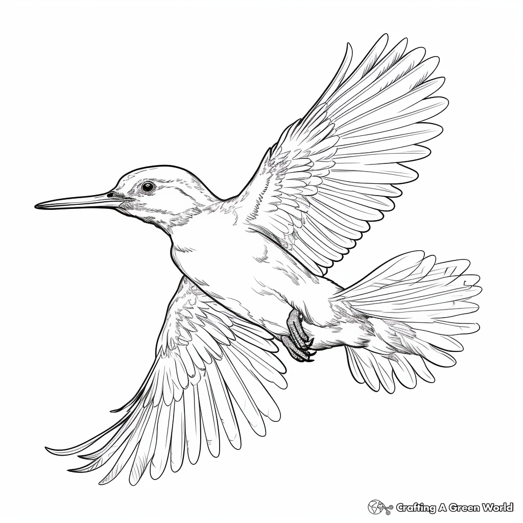 Kingfisher in Action - Bird Coloring Pages 2