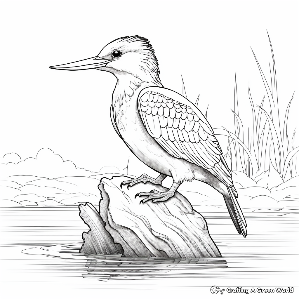 Kingfisher in Nature: Wilderness Coloring Pages 2