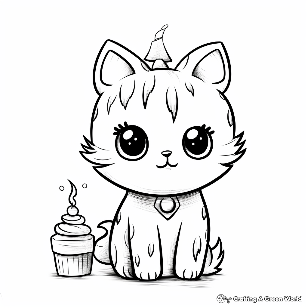 Kitty Cat Birthday Party Coloring Pages 1