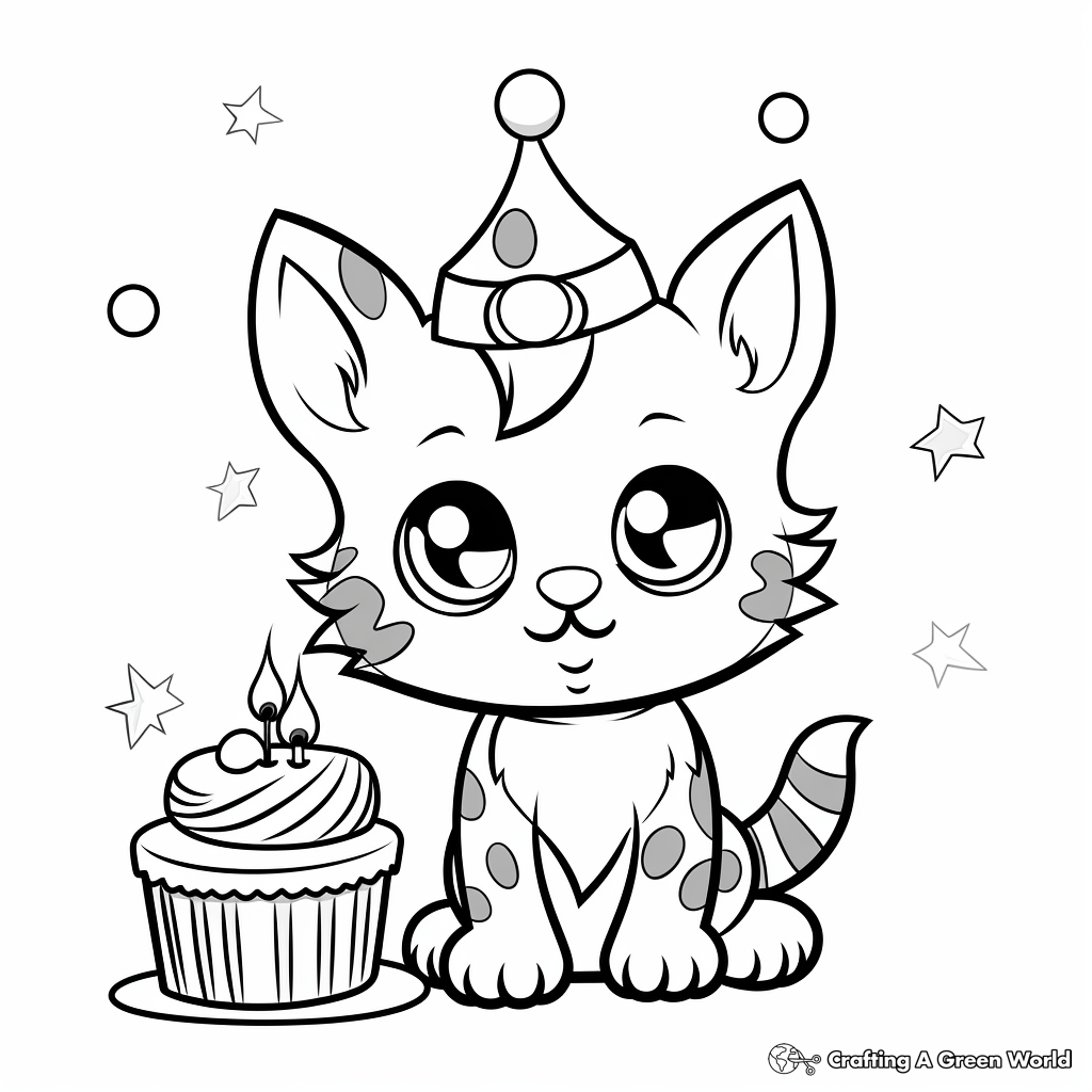 Kitty Cat Birthday Party Coloring Pages 4