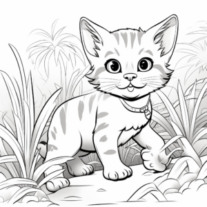 Kitty Cat in the Wild: Jungle-Scene Coloring Pages 2