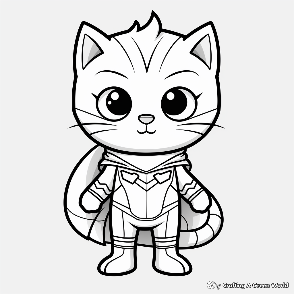 Kitty Cat Superhero Costume Coloring Pages 1