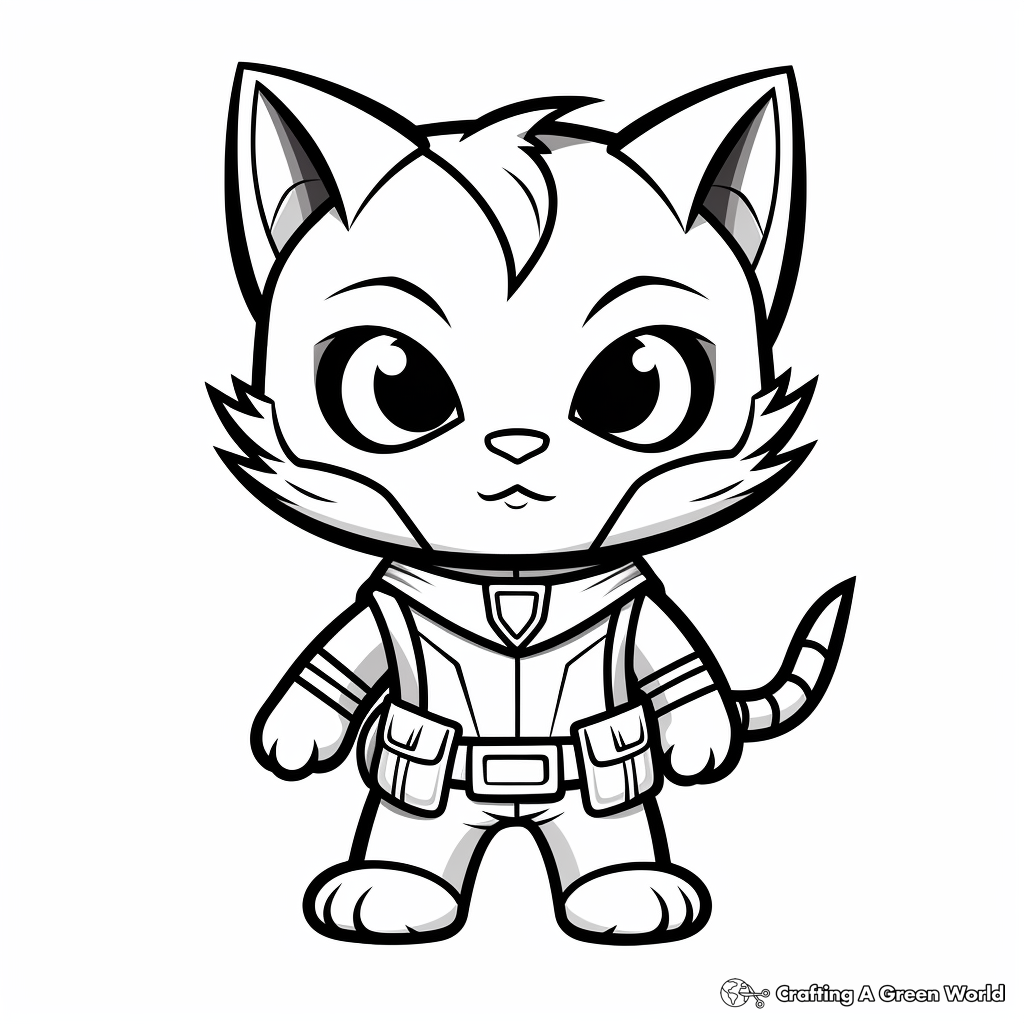 Kitty Cat Superhero Costume Coloring Pages 4