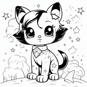 Kitty Fairy in the Starry Night Coloring Pages 2