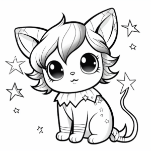 Kitty Fairy in the Starry Night Coloring Pages 3