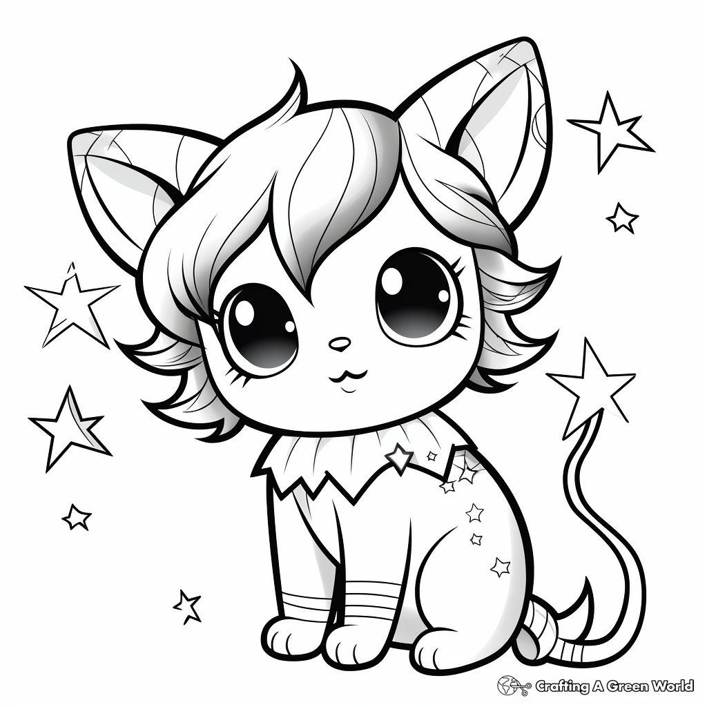 Kitty Fairy in the Starry Night Coloring Pages 3