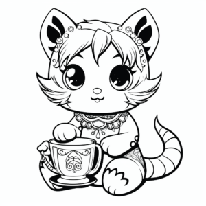 Kitty Fairy Tea Party Coloring Pages 1