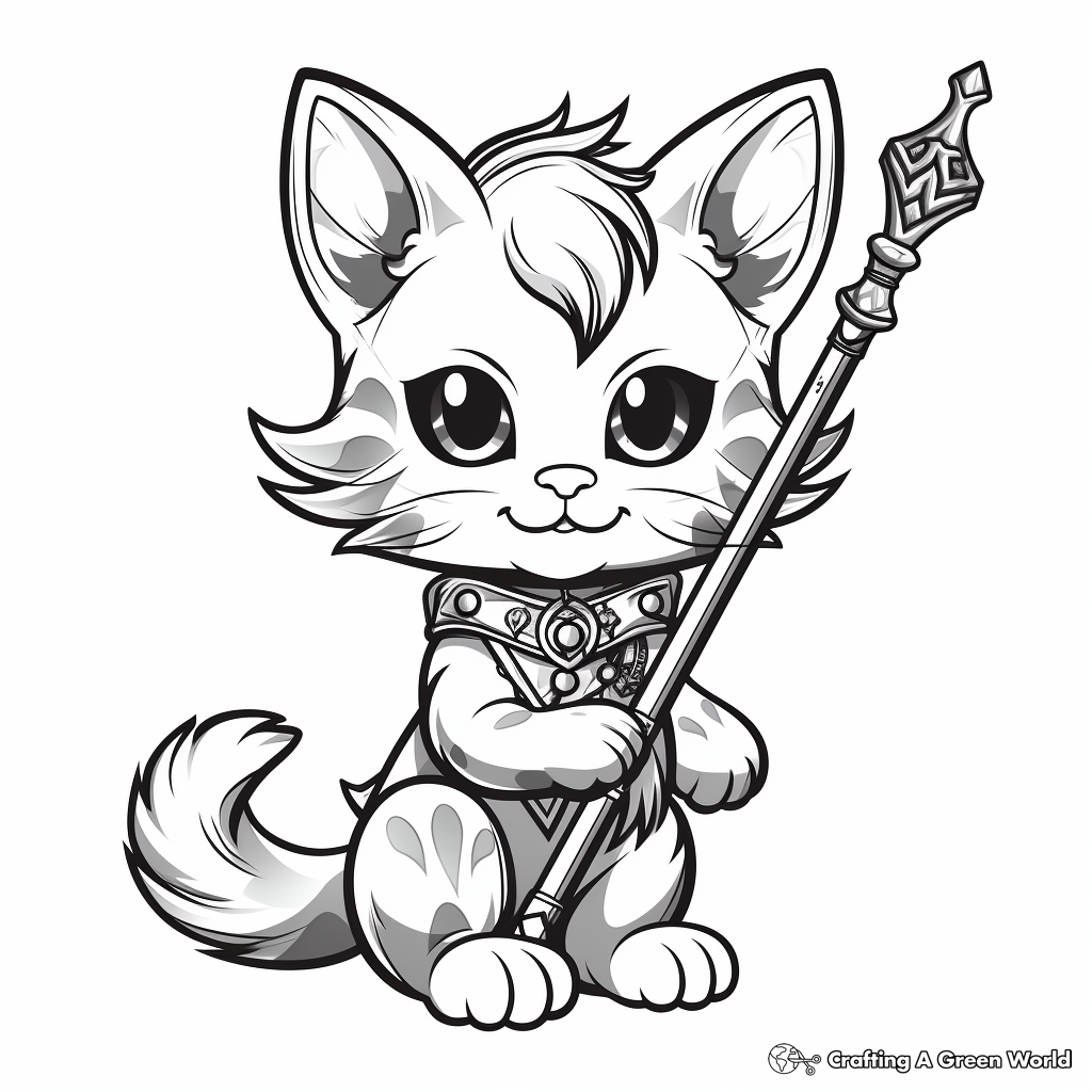 Kitty Fairy With Magical Scepter Coloring Pages 1