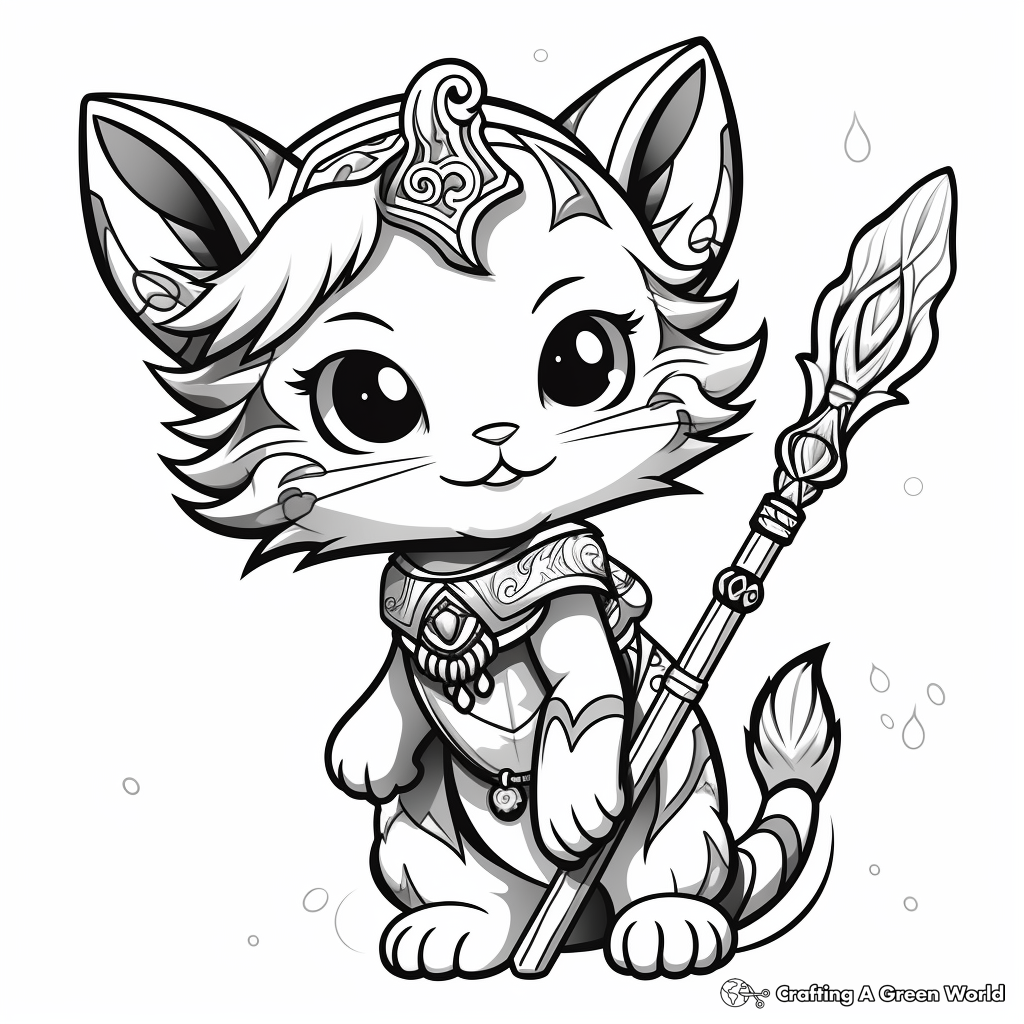 Kitty Fairy With Magical Scepter Coloring Pages 4