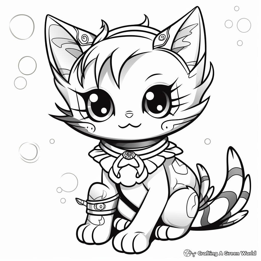 Kitty Fairy with Rainbow Wings Coloring Pages 3