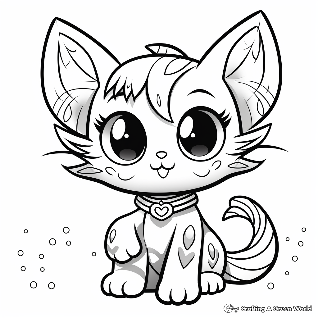 Kitty Fairy with Rainbow Wings Coloring Pages 4