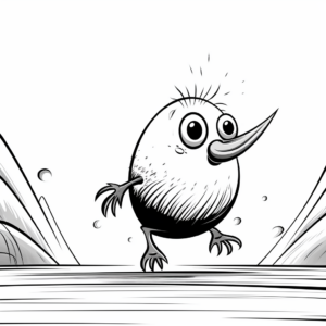 Kiwi Bird Action Scene Coloring Pages 1