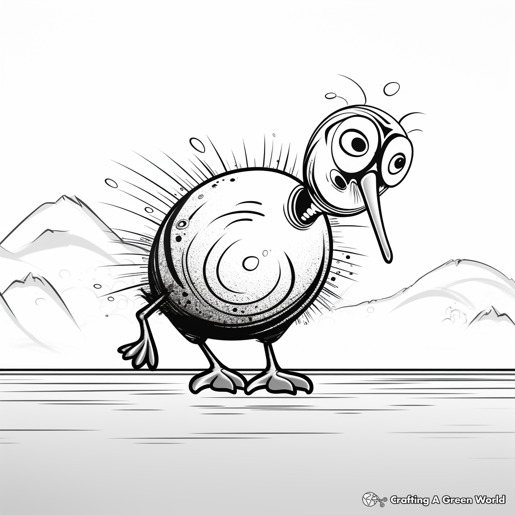 Kiwi Bird Action Scene Coloring Pages 4