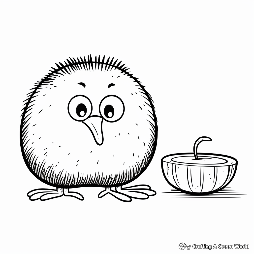 Kiwi Bird Eating Worm Coloring Pages 1