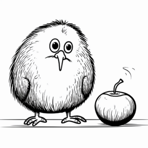 Kiwi Bird Eating Worm Coloring Pages 3