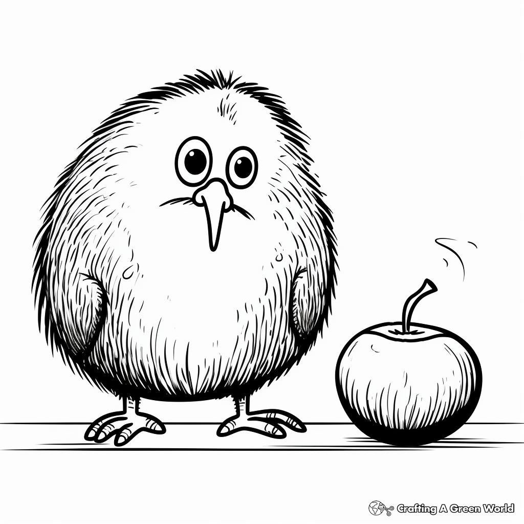 Kiwi Bird Eating Worm Coloring Pages 3