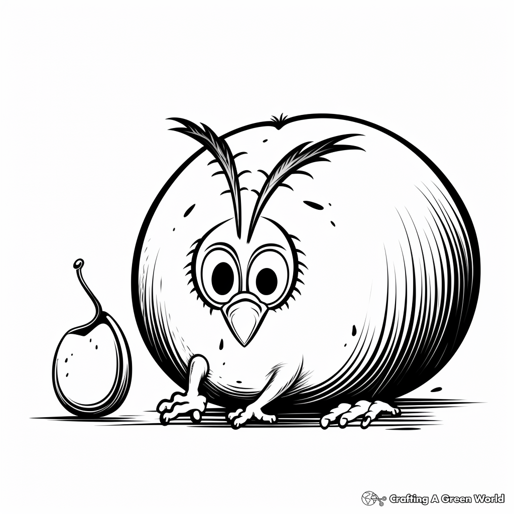Kiwi Bird Eating Worm Coloring Pages 4